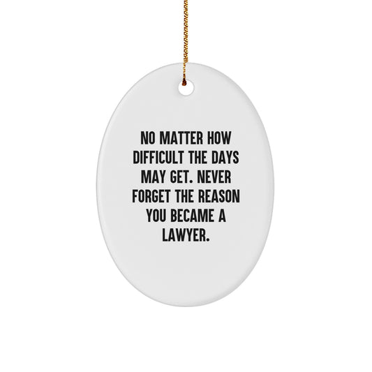 Funny Lawyer Oval Ornament, Gifts from Friends for Lawyer Men, Never Forget the Reason You Became a Lawyer, Christmas Unique Gifts - Image 1