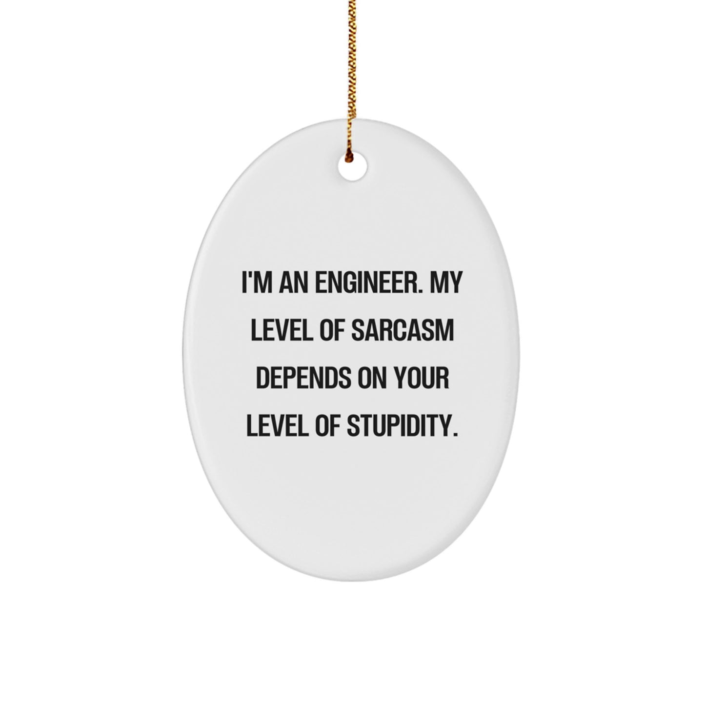 Funny Engineer Gifts for Him, Oval Ornament with Sarcasm Quote, Christmas Unique Presents from Friends to Family - Image 1