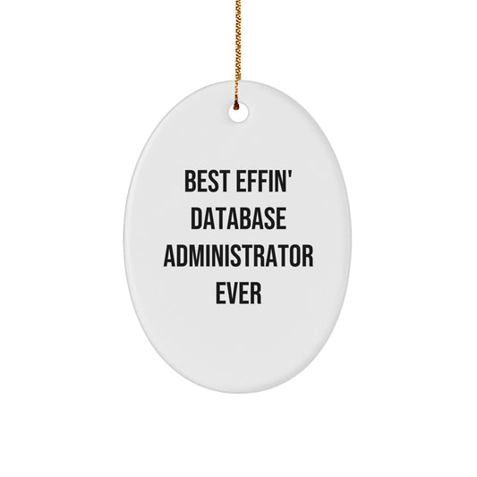 Funny Database Administrator Gifts, Best Effin' Oval Ornaments for Data Wizards, Christmas Unique - Image 1