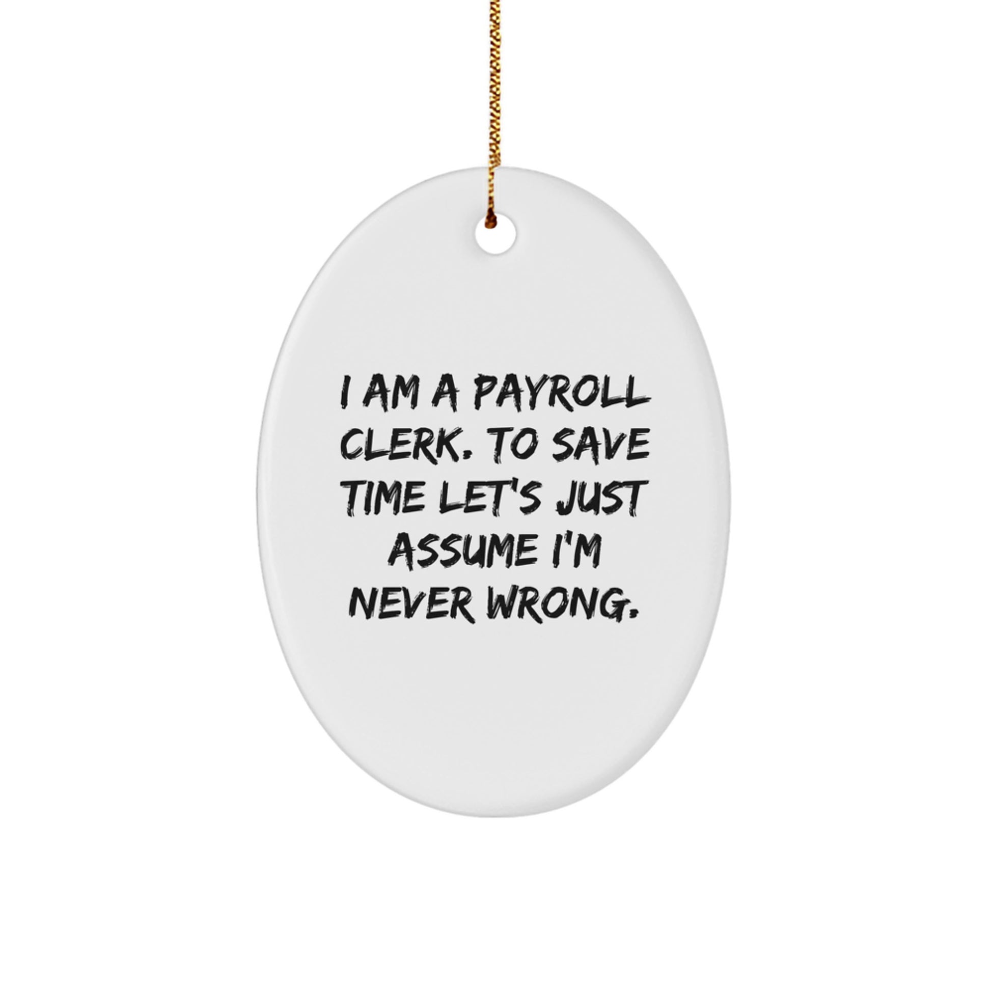 Funny Payroll Clerk Oval Ornament Gifts from Friends for Christmas Unique Decorations - Image 1