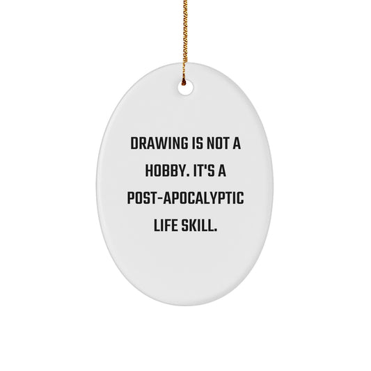 Funny Drawing Gifts from Family to Friends, Oval Ornament for Men and Women, Unique Christmas Unique Gifts - Image 1