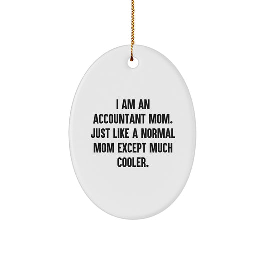 Funny Accountant Gifts for Coworkers, Oval Ornament from Mom, Christmas Unique Decorations - Image 1