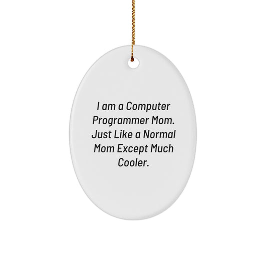 Funny Computer Programmer Mom Oval Ornament Gifts for Computer Programmer - Unique Christmas Unique Gifts from Mom to Computer Programmer - Image 1