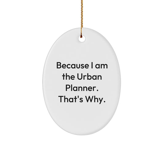 Funny Urban Planner Oval Ornament, Gifts from Friends, Because I Am The Urban Planner. That's Why. - Christmas Unique Gifts for Urban Planner Women - Image 1