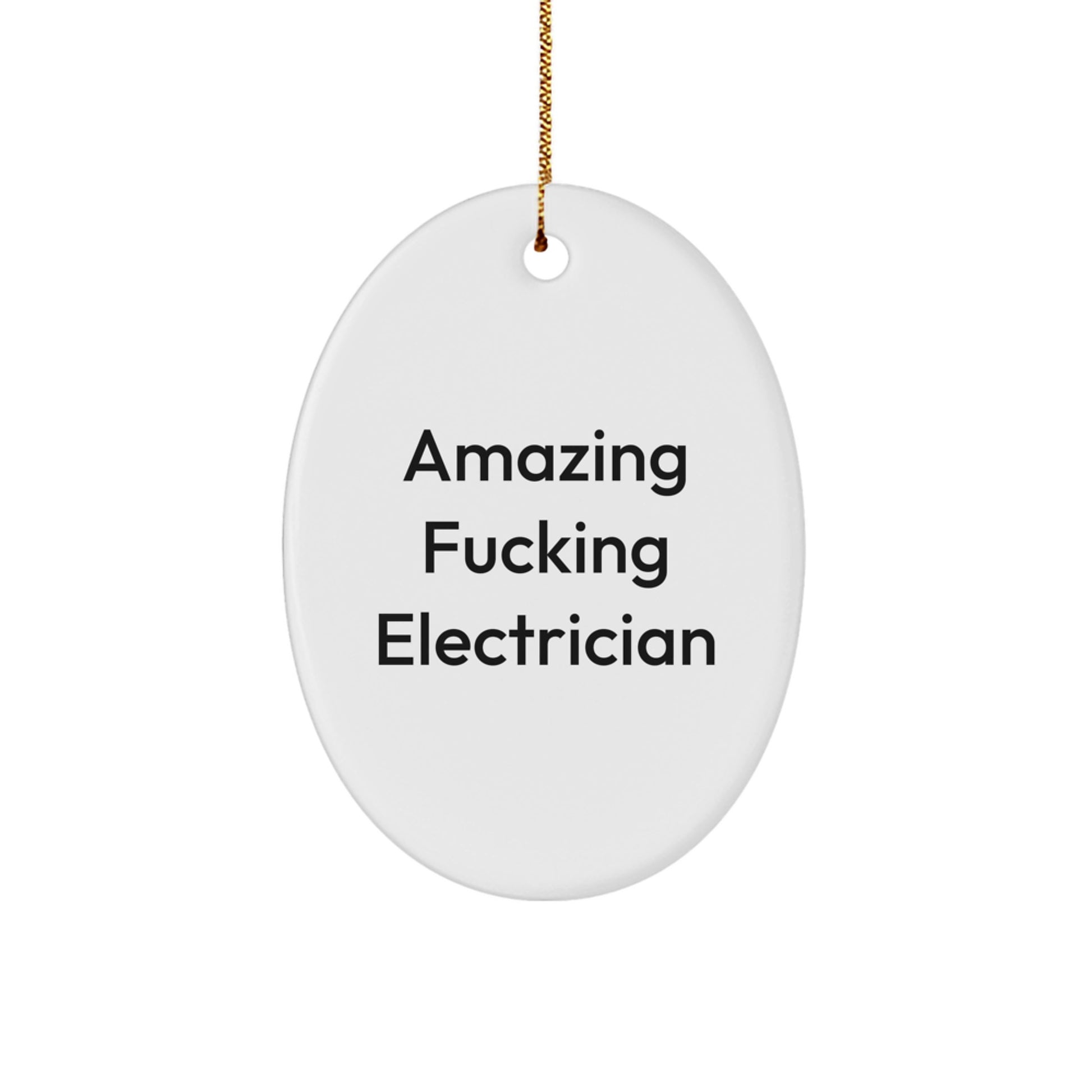 Funny Electrician Oval Ornament Gift from Friends for Electrician Men at Christmas - Image 1