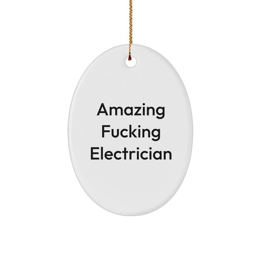 Funny Electrician Oval Ornament Gift from Friends for Electrician Men at Christmas - Image 1