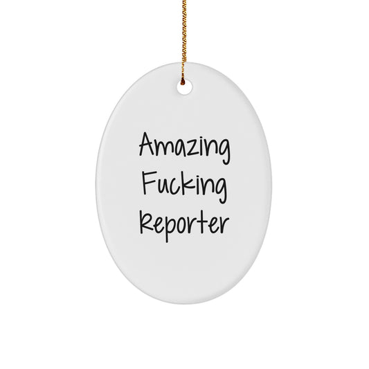 Funny Reporter Oval Ornament Gifts from Friends for Christmas, Amazing Quote Reporter Oval Shaped Ornament, Oval Ornament Gifts for Reporter, Unique Christmas Unique Gifts for Reporter - Image 1