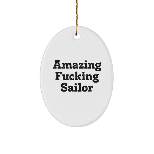 Funny Sailor Oval Ornament Gifts from Men to Friends and Family for Christmas - Image 1