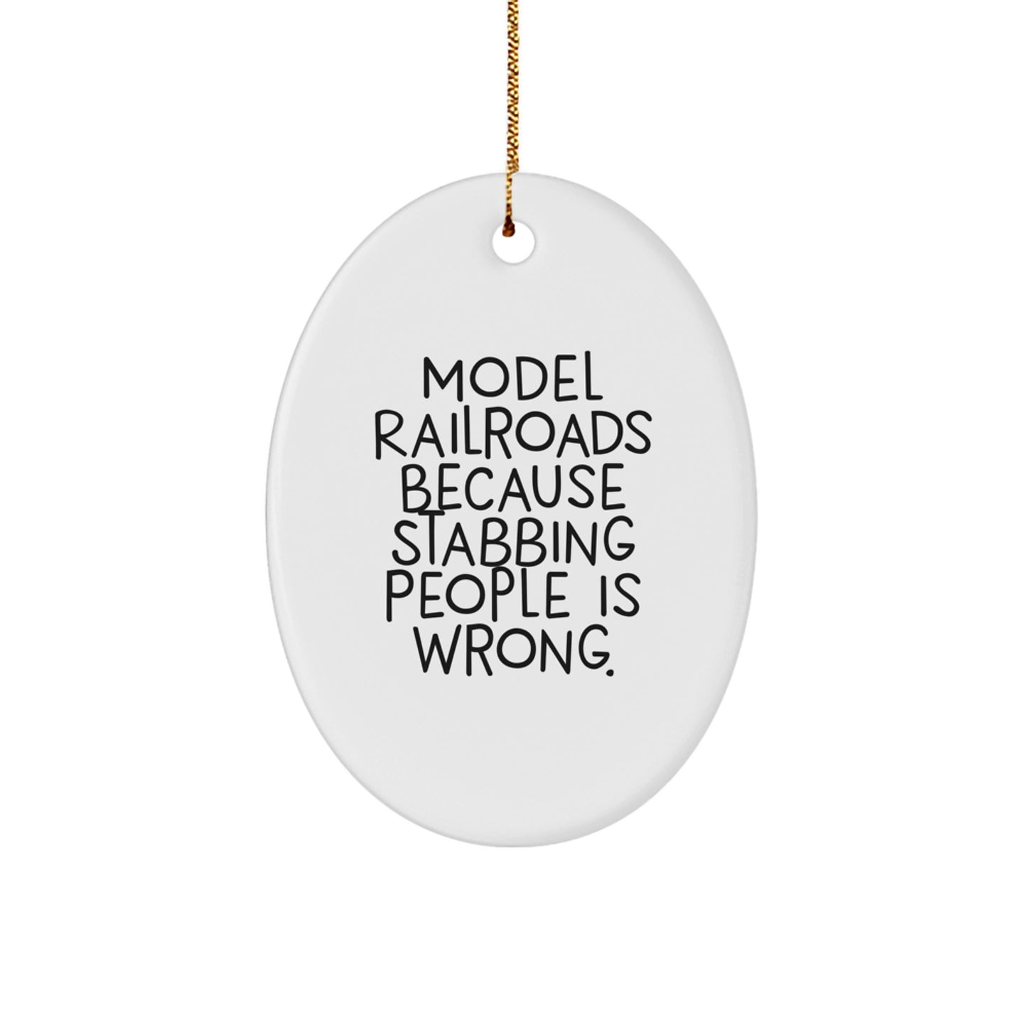 Funny Model Railroads Oval Ornament Gifts for Men from Friends, Unique Christmas Memorable Presents for Train Enthusiasts with a Twist, Oval Ornament, Model Railroads Gifts from Family - Image 1