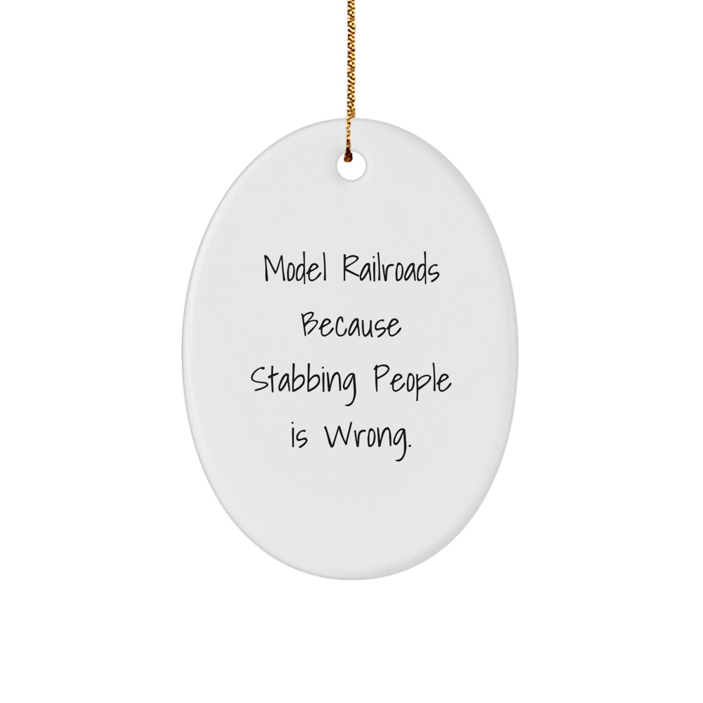 Funny Model Railroads Gifts for Men, Oval Ornament Christmas Unique Gifts from Friends to Family - Image 1