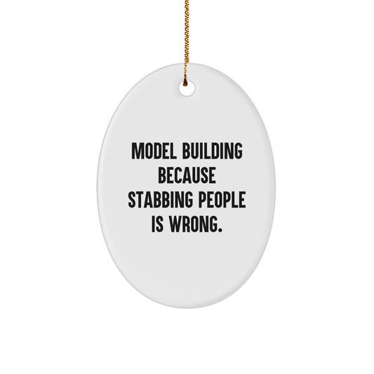 Funny Model Building Oval Ornament Gifts for Friends, Family, or Coworkers from Men, Women, or Kids - Christmas Unique Model Building Present - Image 1