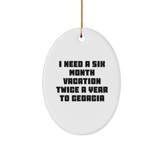 Funny Georgia Oval Ornament, Gifts from Friends for Georgia Lovers, Christmas Unique Gifts, Oval Ornament for Georgia Enthusiasts - Image 1