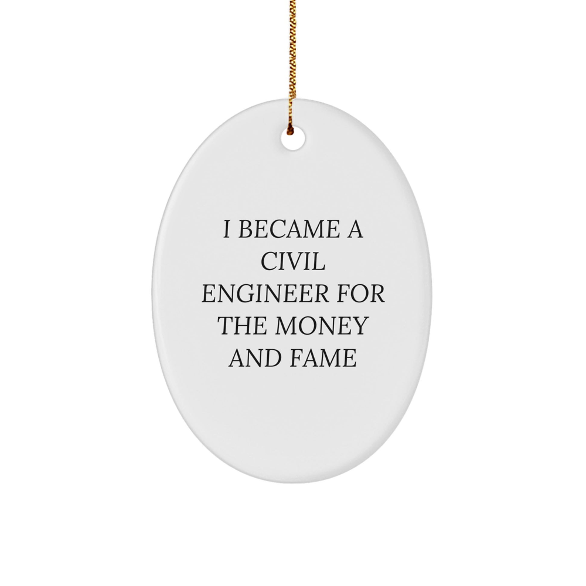 Funny Civil Engineer Oval Ornament Gifts from Friends for Men - Unique Christmas Decorations for Home Office - Image 1
