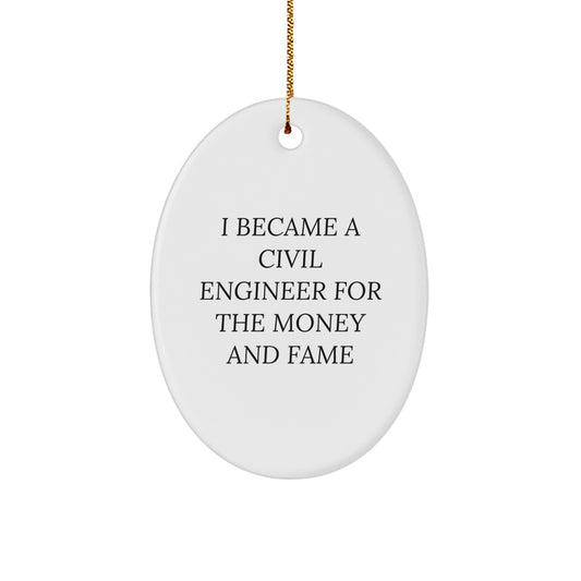 Funny Civil Engineer Oval Ornament Gifts from Friends for Men - Unique Christmas Decorations for Home Office - Image 1