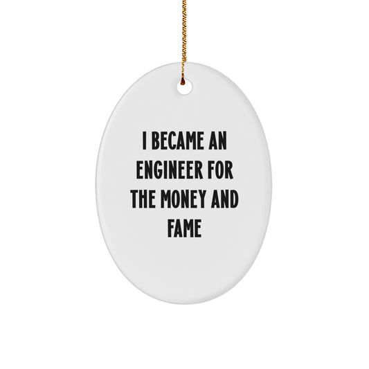 Funny Engineer Gifts for Men, Oval Ornaments for Engineer Friends, Christmas Unique Gifts from Friends - Image 1