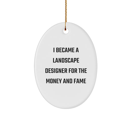Funny Landscape Designer Oval Ornament Gifts from Friends for Christmas Unique Presents - Image 1