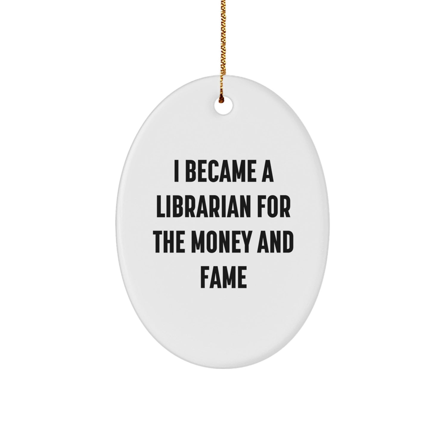 Funny Librarian Christmas Oval Ornament Gifts from Friends, Coworkers, Family for Librarian, Librarians, Book Lovers - Image 1