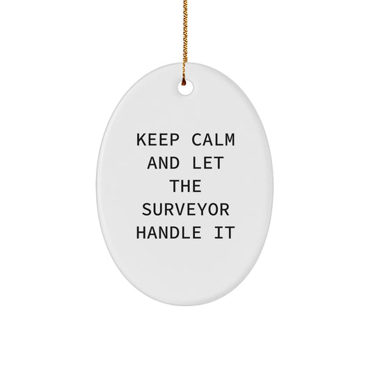 Funny Surveyor Gifts for Surveyor Men, Oval Ornament, Christmas Unique Gifts from Friends and Family - Image 1