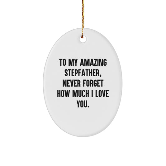Gifts from Family to My Amazing Stepfather - Christmas Unique Gifts for Stepfather Oval Ornament with Funny Quote - Image 1