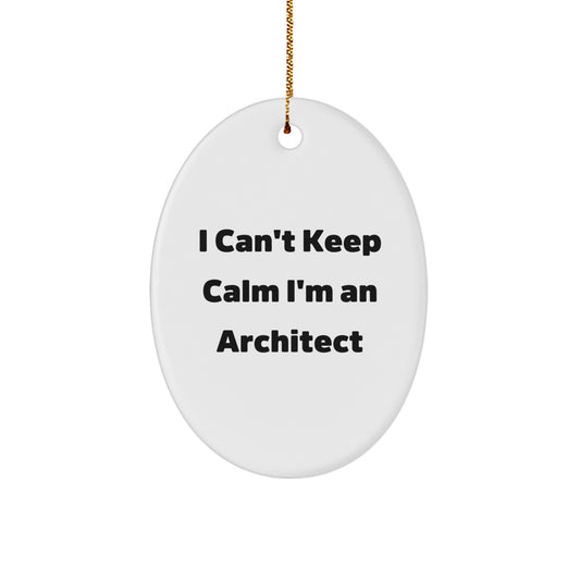 Funny I Can't Keep Calm I'm An Architect Oval Ornament, Architect Gifts, Christmas Unique Gifts from Friends for Family - Image 1