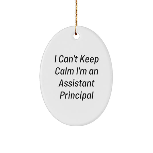 Funny I'm an Assistant Principal Gifts for Assistant Principals Oval Ornament White Color Christmas Unique Gifts from Friends - Image 1