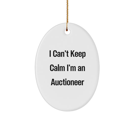 Funny Gifts from Friends for Auctioneer Christmas Unique Oval Ornament - I Can't Keep Calm - Image 1