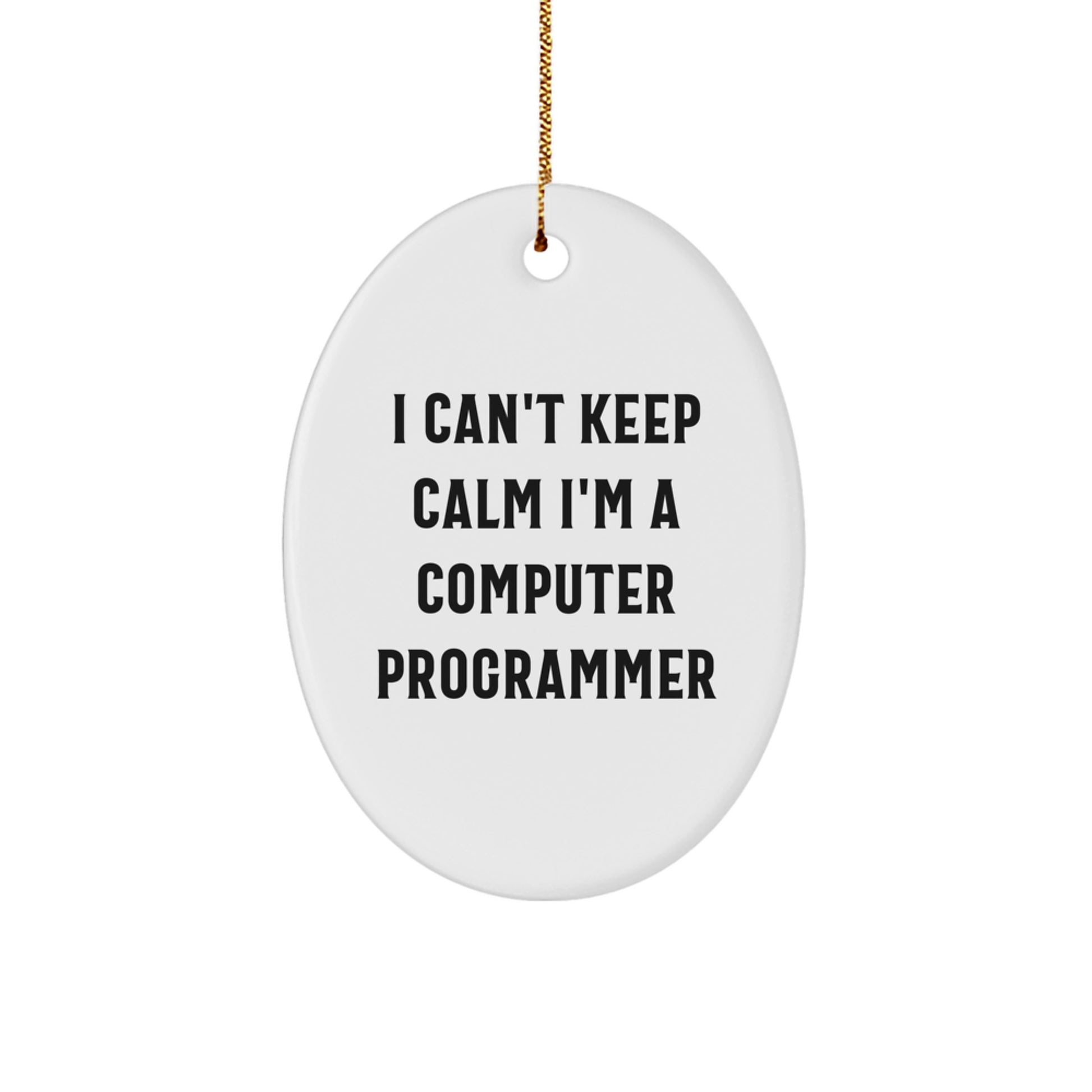Funny Computer Programmer Gifts for Men, Oval Ornament, 'I Can't Keep Calm I'm A Computer Programmer' Christmas Unique Gifts from Friends - Image 1
