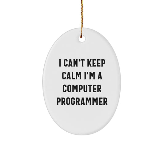 Funny Computer Programmer Gifts for Men, Oval Ornament, 'I Can't Keep Calm I'm A Computer Programmer' Christmas Unique Gifts from Friends - Image 1