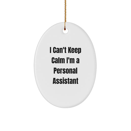 Funny Personal Assistant Oval Ornament Gifts for Coworkers, Friends, Family, and Men - 'I Can't Keep Calm I'm A Personal Assistant' Christmas Unique Gifts from Men - Image 1
