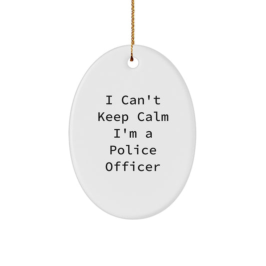 Funny Police Officer Gifts for Men Unique Christmas Oval Ornament Gifts from Family Friends - Image 1