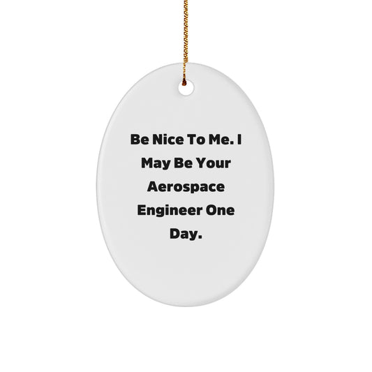 Aerospace Engineer Gifts for Him Funny Oval Ornament, Be Nice To Me One Day Christmas Unique - Image 1