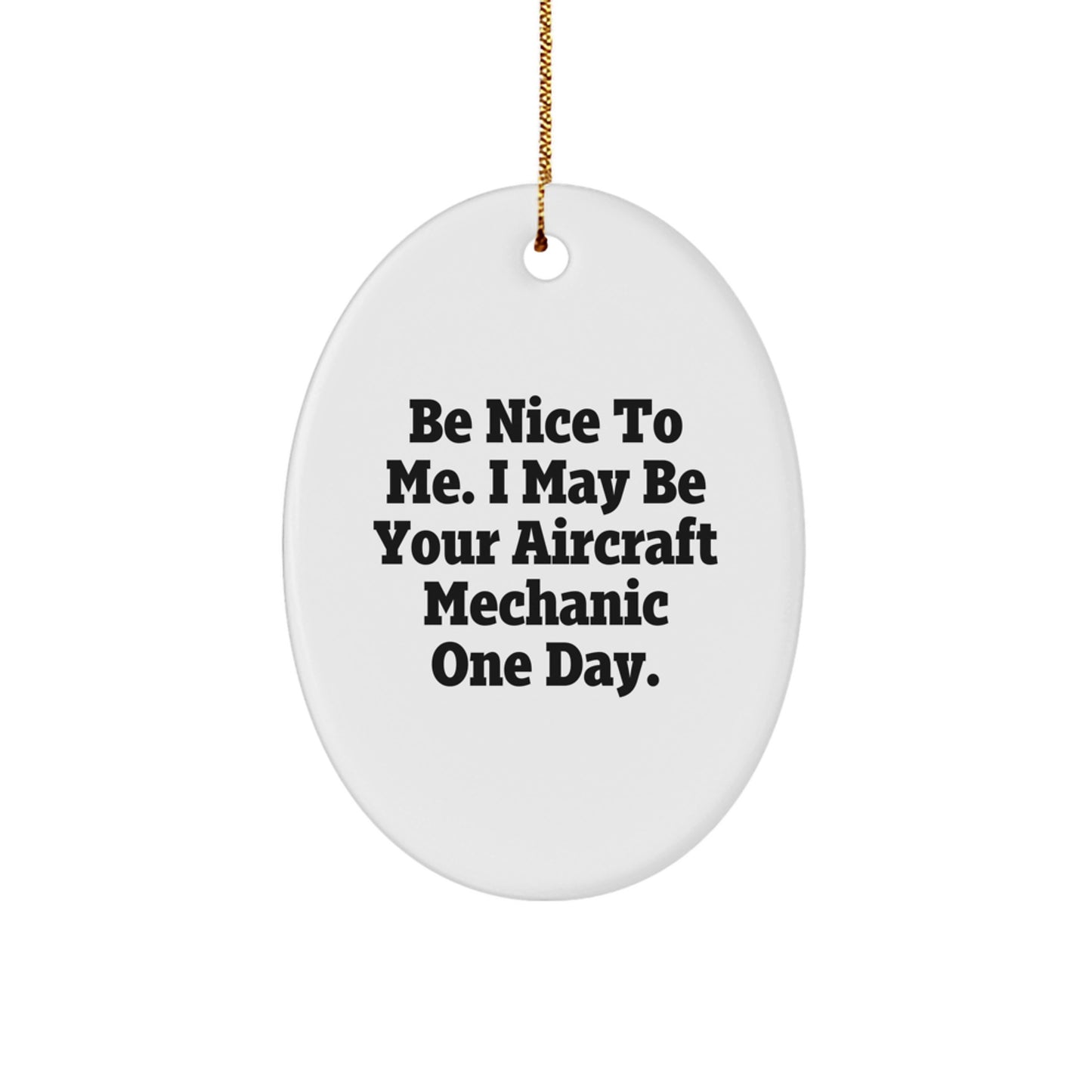 Funny Inspirational Gifts from Friends to Aircraft Mechanic Unique Oval Ornament for Christmas - Image 1