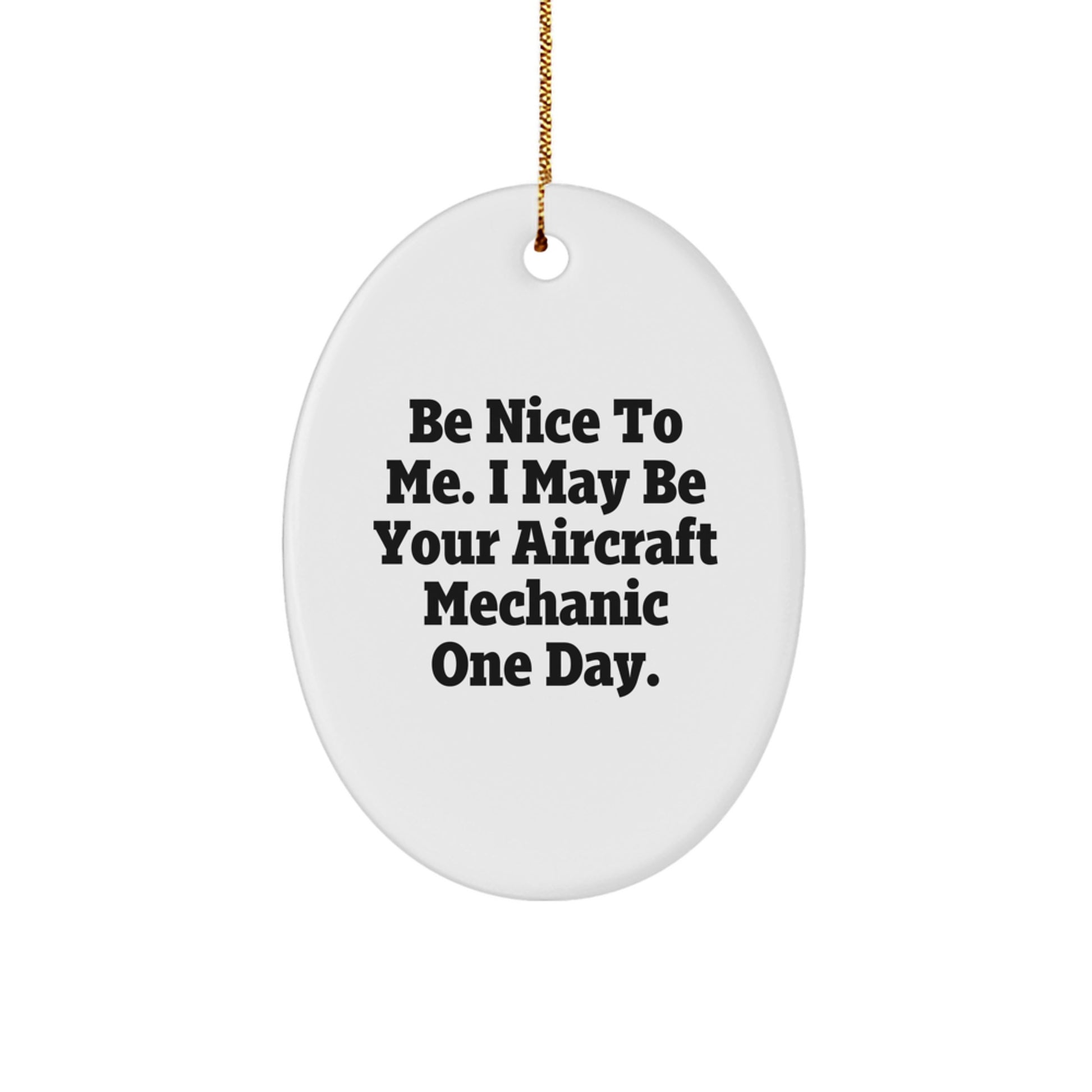 Funny Inspirational Gifts from Friends to Aircraft Mechanic Unique Oval Ornament for Christmas - Image 1