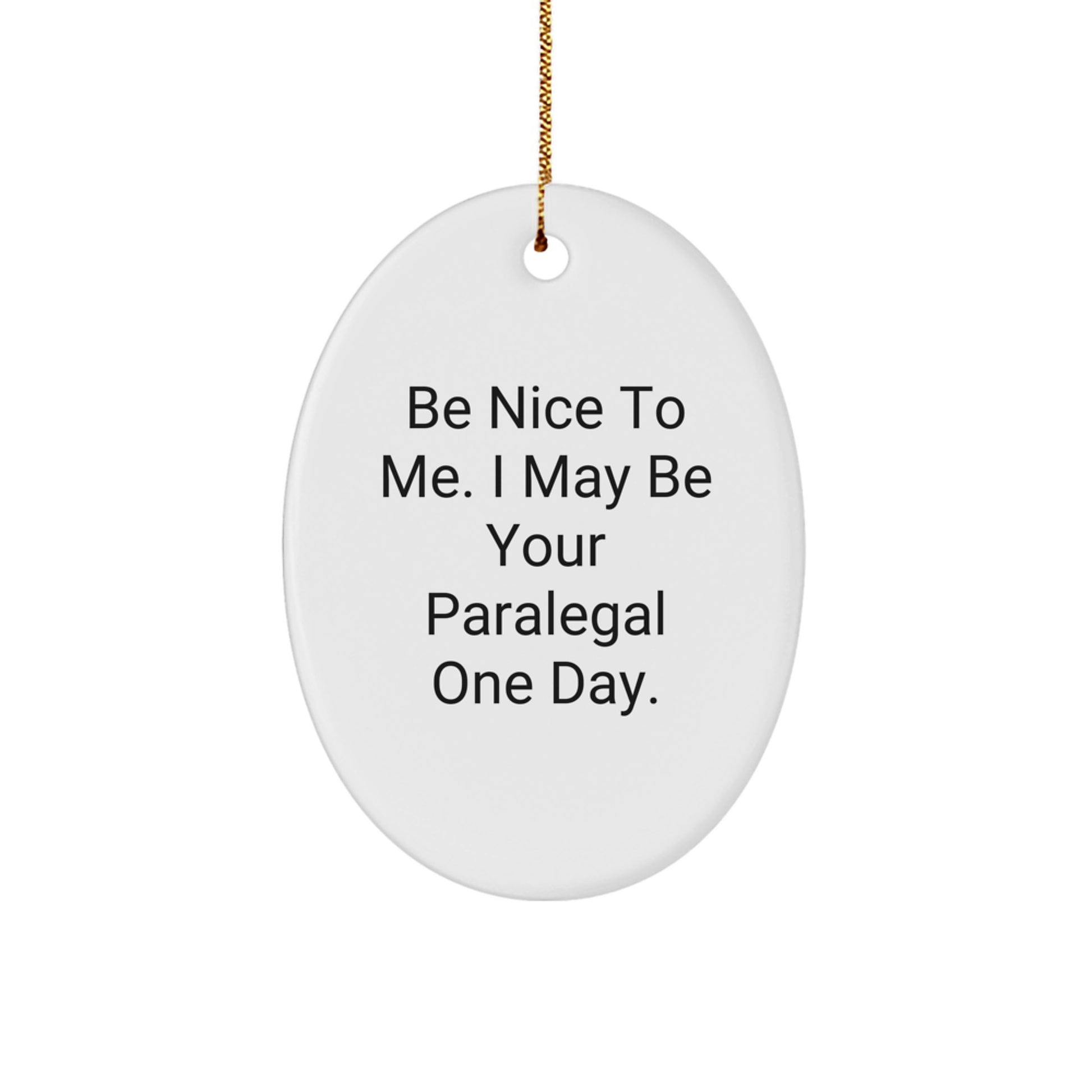 Funny Paralegal Oval Ornaments, Gifts for Paralegal Friends and Family, Be Nice to Me I May Be Your Paralegal One Day, Oval Ornament Gifts - Image 1