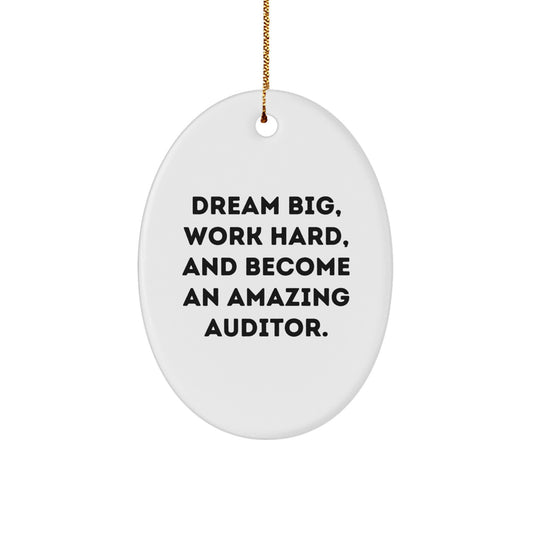 Funny Auditor Gifts from Friends, Oval Ornament for Men, Women, Coworkers, Family - Dream Big, Work Hard, And Become An Amazing Auditor. - Image 1