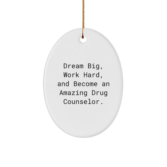Funny Drug Counselor Oval Ornament, Gifts from Friends, Gifts for Drug Counselor, Dream Big and Work Hard Inspired Christmas Unique Gifts - Image 1