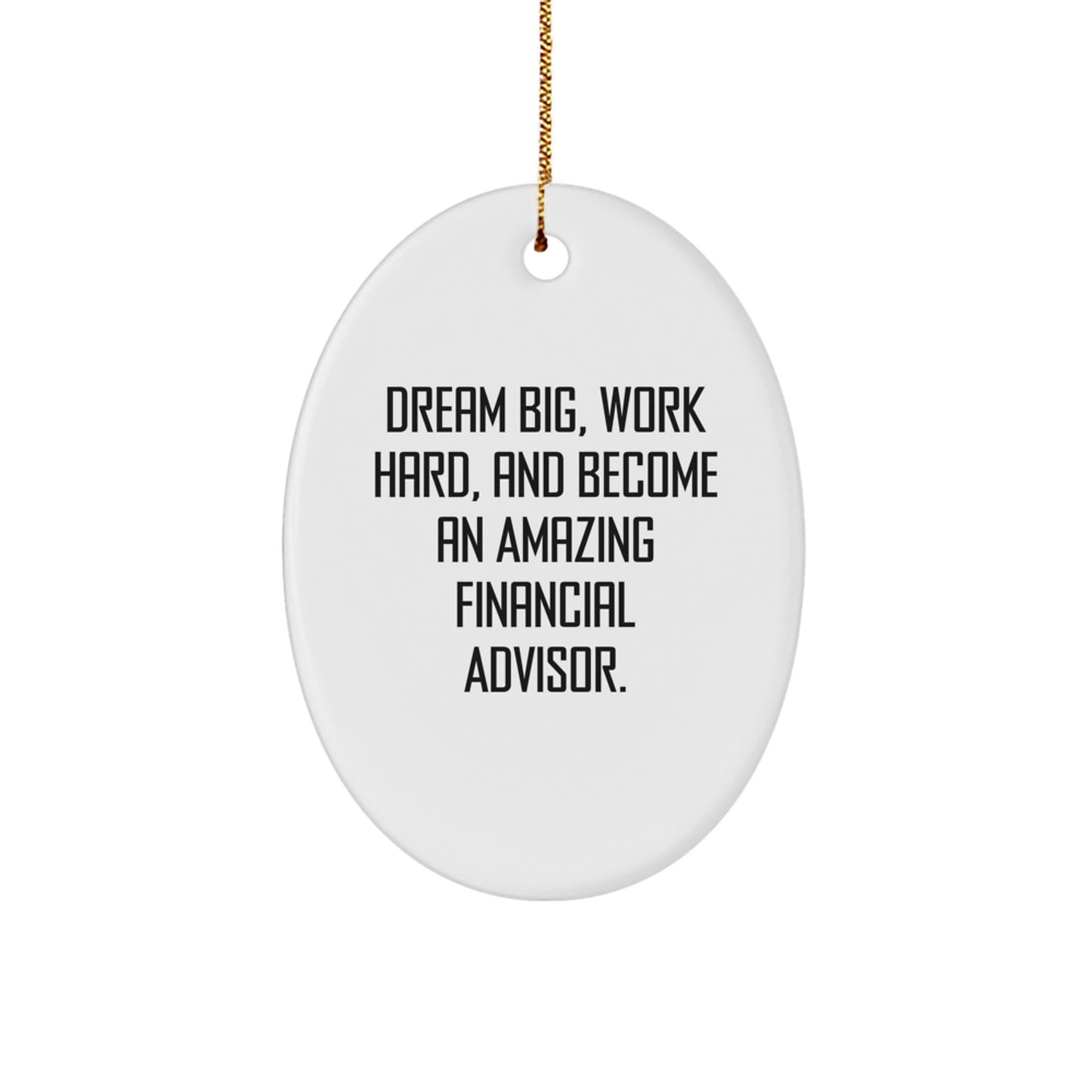 Inspiring Gifts for Financial Advisor Friends and Family - Oval Ornament 'Dream Big, Work Hard, And Become An Amazing Financial Advisor' Christmas Decoration - Image 1