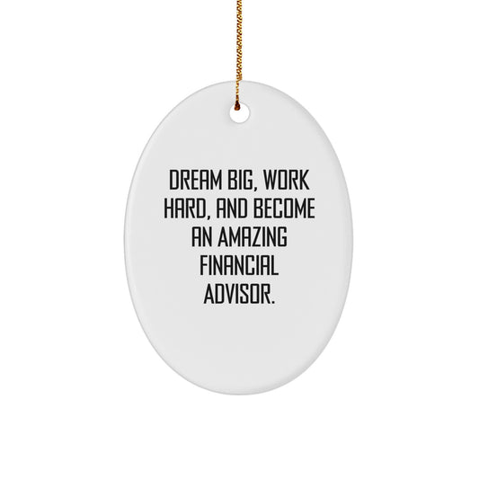 Inspiring Gifts for Financial Advisor Friends and Family - Oval Ornament 'Dream Big, Work Hard, And Become An Amazing Financial Advisor' Christmas Decoration - Image 1