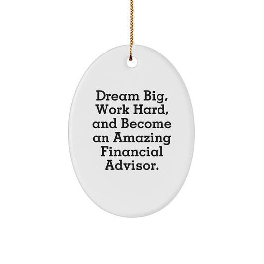 Funny Financial Advisor Gifts for Men, Women, Friends, Coworkers, Family - Oval Ornament Quote Dream Big Work Hard Christmas Unique - Image 1