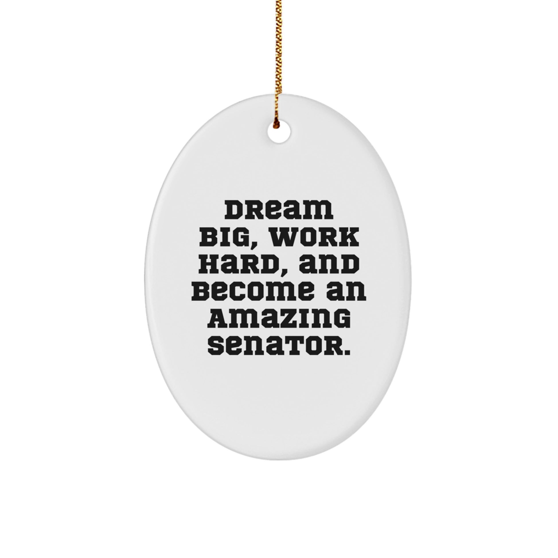 Inspiring Senator Gifts, Oval Ornament, 'Dream Big, Work Hard, And Become An Amazing Senator.' Perfect Christmas Unique Gift for Senator, Friends, or Family from You - Image 1