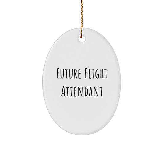 Funny Future Flight Attendant Gifts for Coworkers, Friends, and Family - Oval Ornament with Inspirational Quote, Christmas Unique Decorations from Men, Women - Image 1