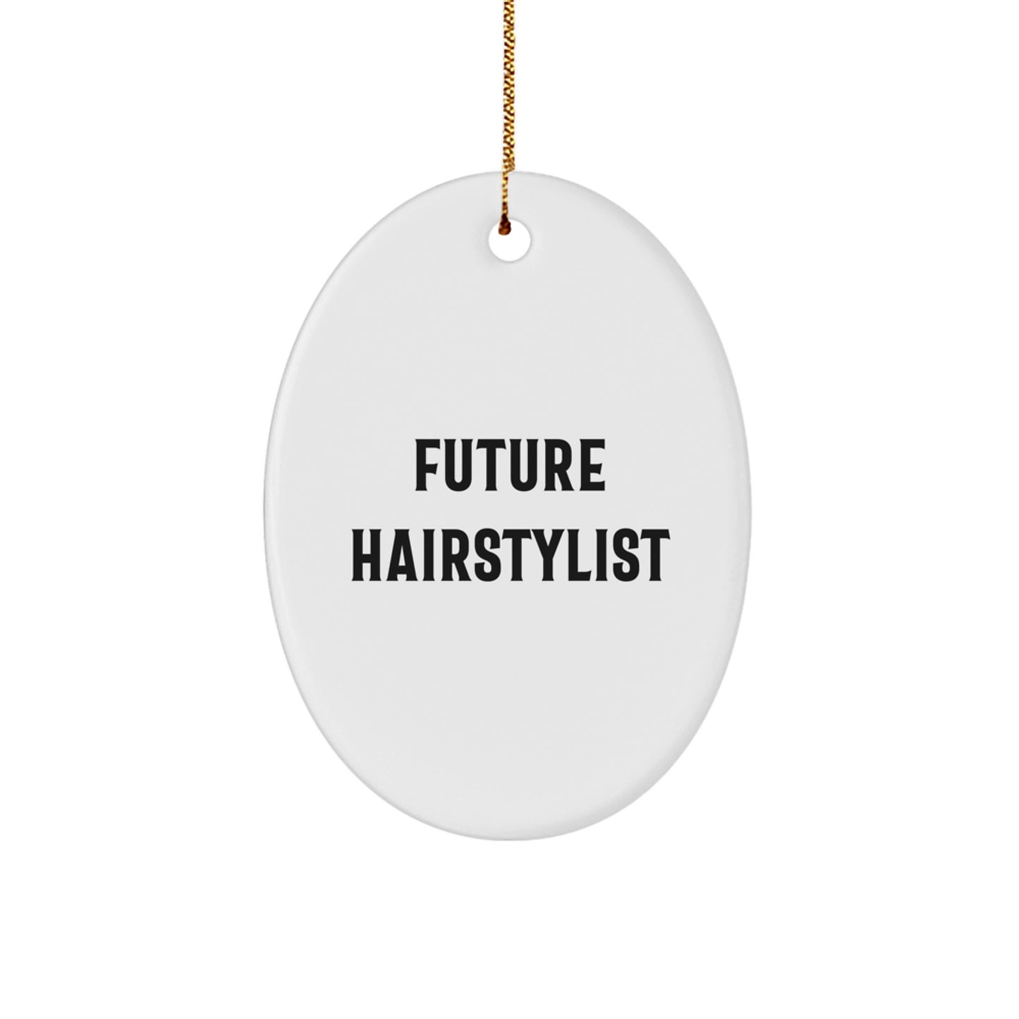 Funny Future Hairstylist Oval Ornament, Gifts from Friends or Family to Hairstylists, Unique Christmas Decorations - Image 1