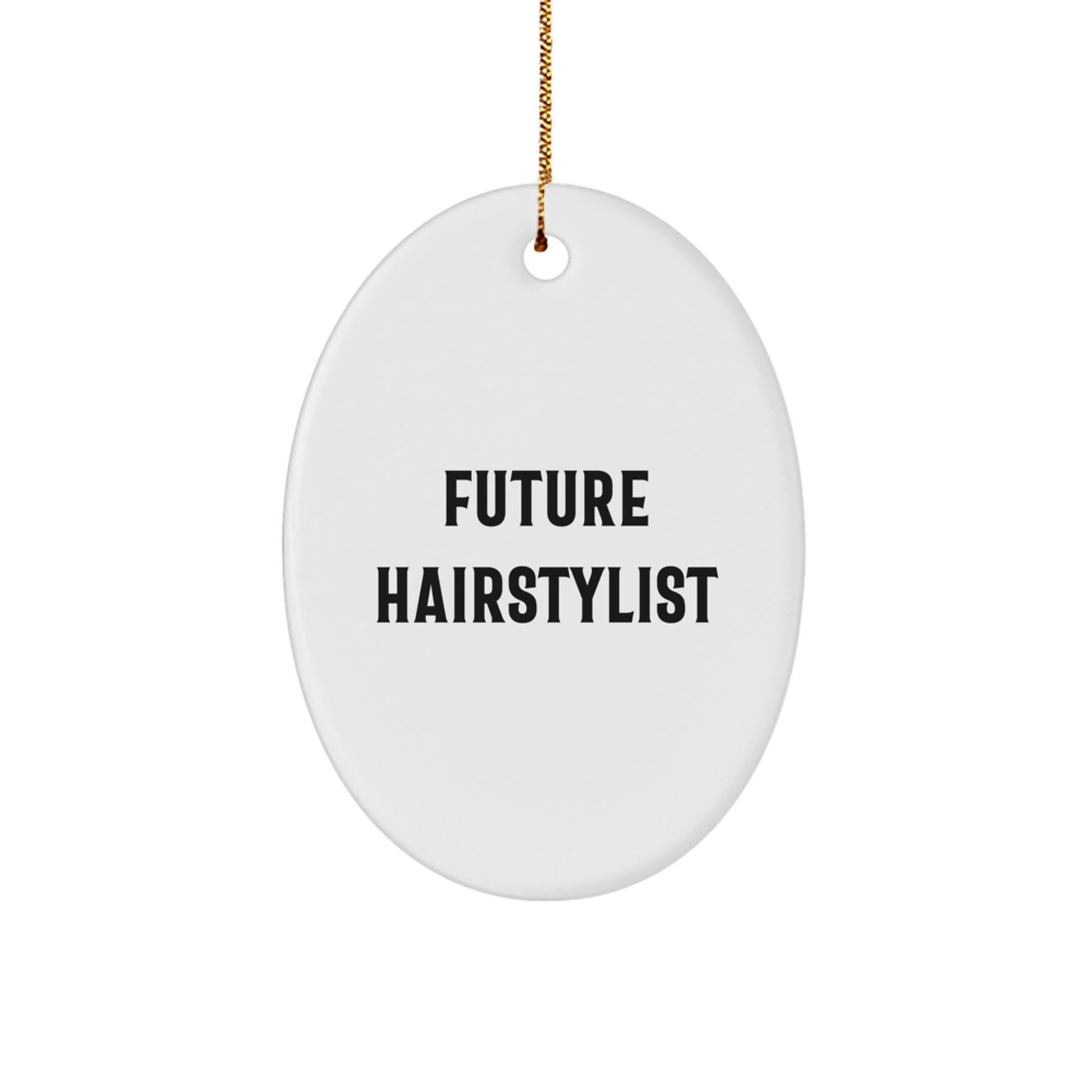 Funny Future Hairstylist Oval Ornament, Gifts from Friends or Family to Hairstylists, Unique Christmas Decorations - Image 1