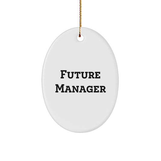 Funny Quote Gifts for Manager, Oval Manager Ornaments, Christmas Unique Gifts from Friends, Co-workers, Family - 'The Future Manager' Oval Ornament - Image 1