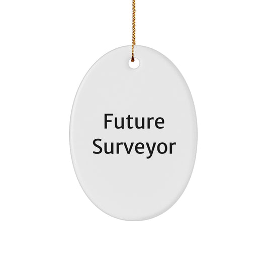 Funny Future Surveyor Oval Ornament Gifts for Men from Family, Unique Christmas Unique Gifts for Surveyor Enthusiasts, White Oval Ornament - Image 1