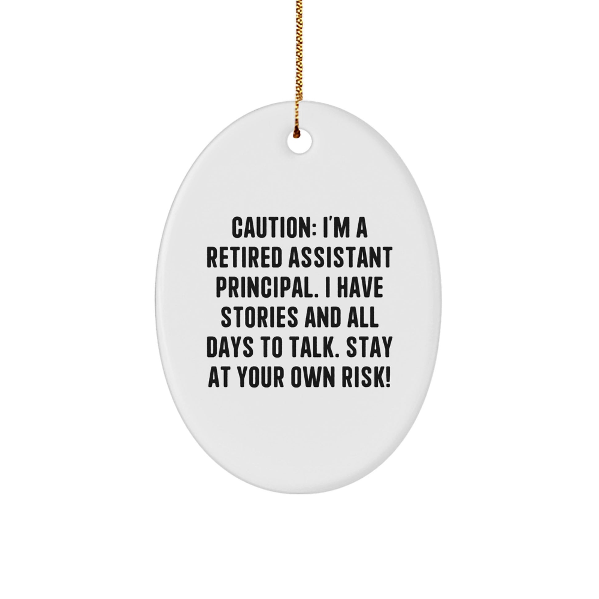 Funny Assistant Principal Gifts from Friends to Assistant Principal - Oval Ornament with Caution Quote - Christmas Unique Gifts for Assistant Principal Men - Image 1