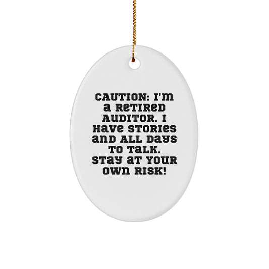 Funny Auditor Christmas Unique Gifts from Friends and Family - Oval Ornament Retiree Humor - Image 1