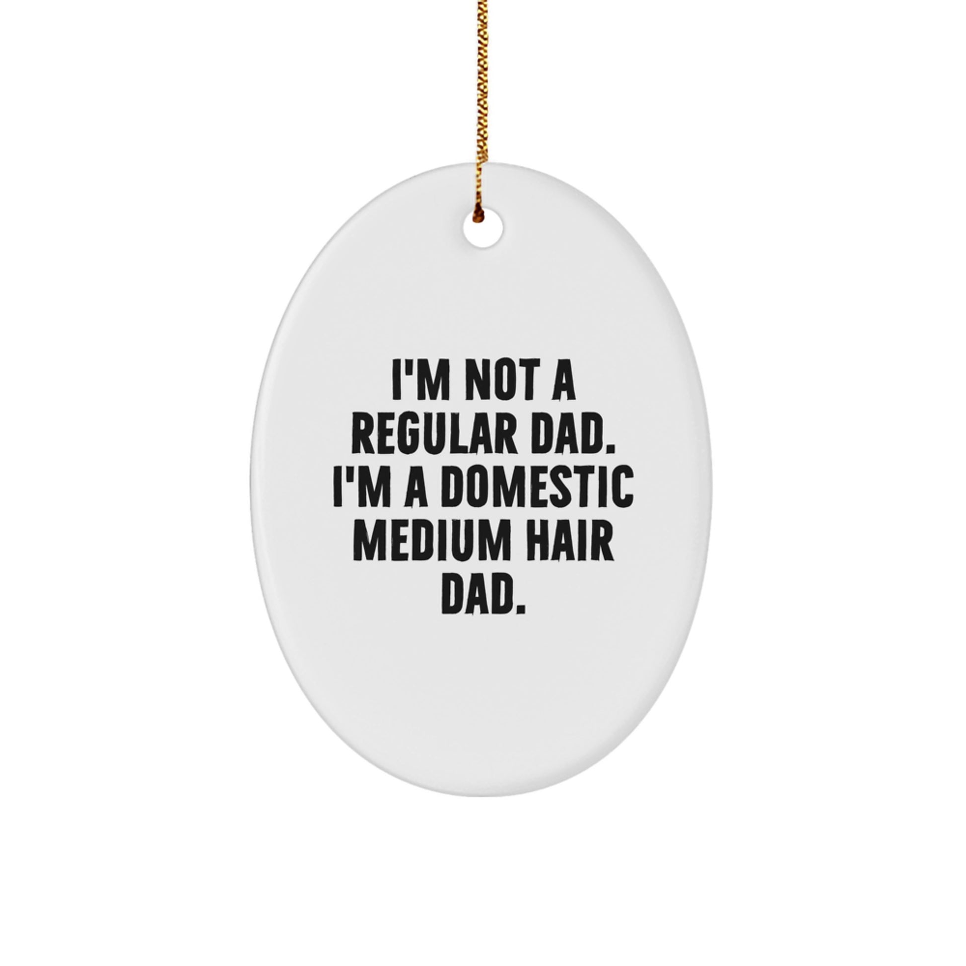 Funny Domestic Medium Hair Dad Oval Ornament Gifts from Men to Family - Image 1