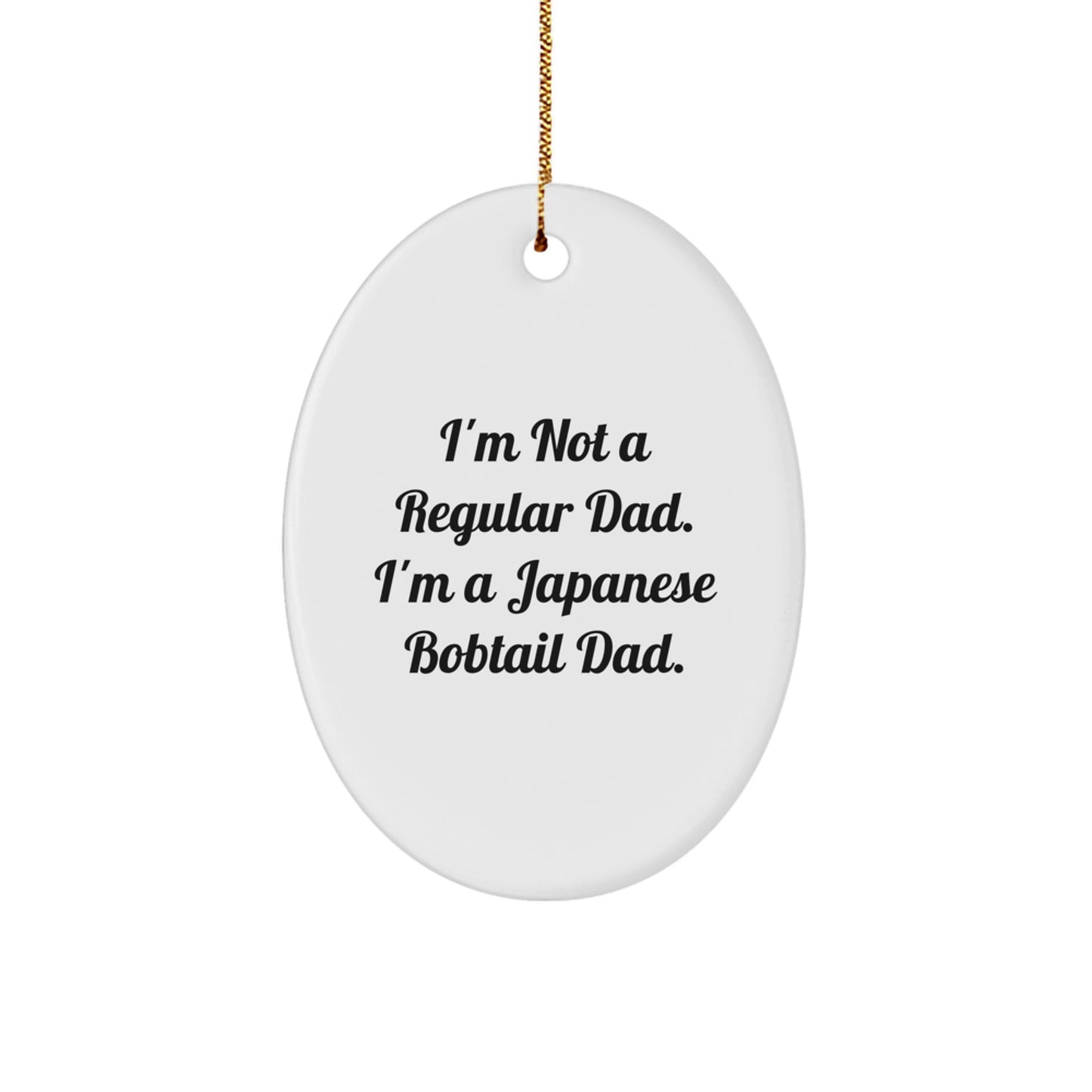 Funny Japanese Bobtail Cat Dad Gifts for Dad - Oval Ornament Christmas Unique - Image 1