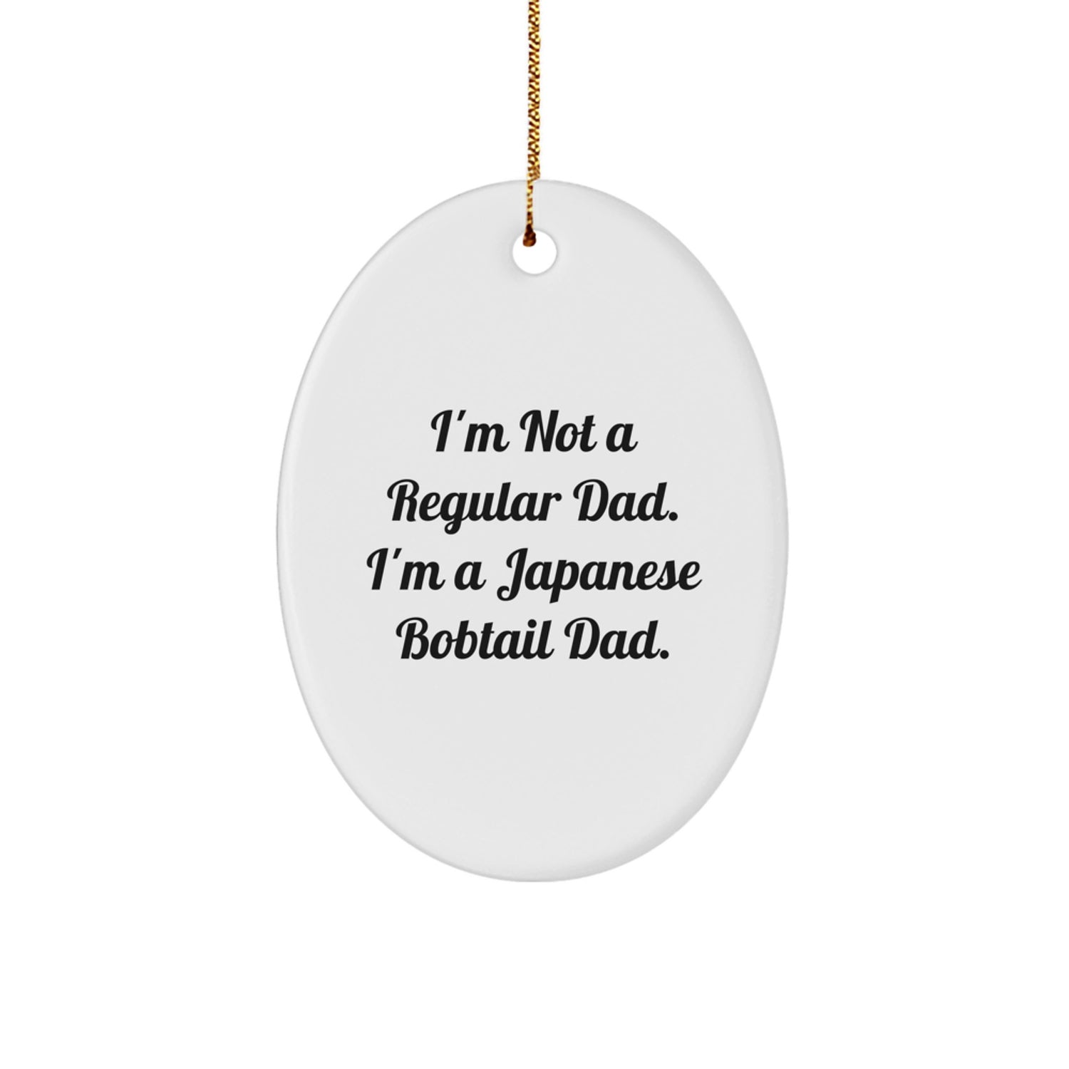 Funny Japanese Bobtail Cat Dad Gifts for Dad - Oval Ornament Christmas Unique - Image 1